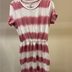 Dark Pink and White Striped Dress